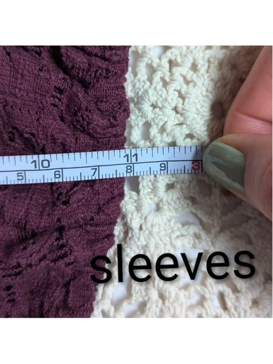 Loft Square Neck Lacey Blouse M Deep Plum Boho Romantic - Picture 10 of 12